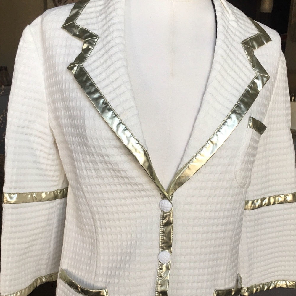Tricot Chic Metallic Gold and White Jacket